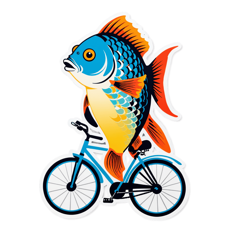 a fish on a bicycle