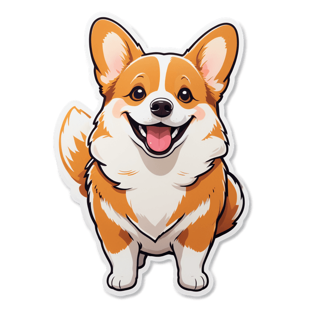 An adorable corgi smiling sticker