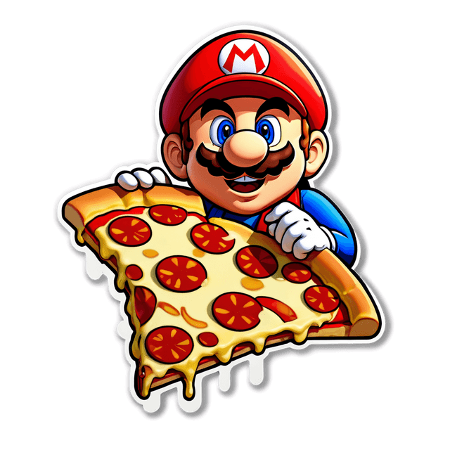 Super Mario as a slice of pizza sticker