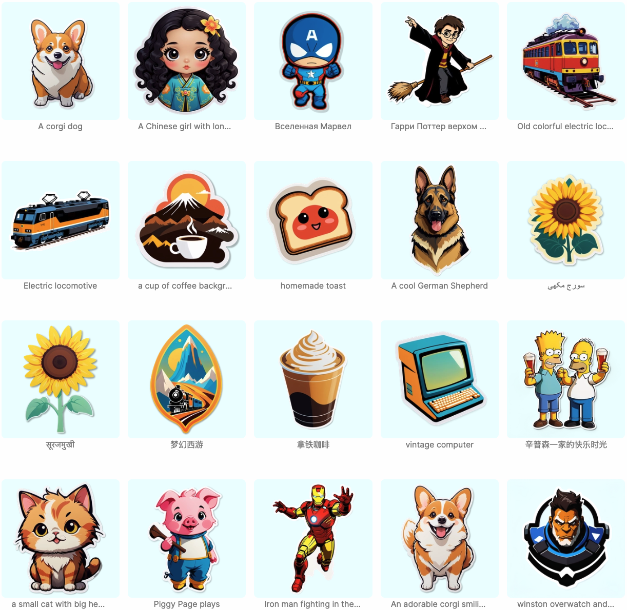 Sample of 30 icons with friendly and fun details in outline, filled, and brand color styles.